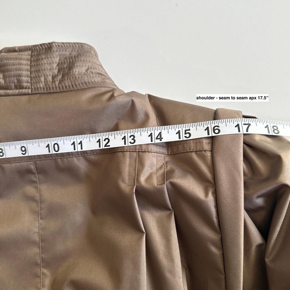 Vintage 80s J Gallery Womens 11 12 Petite Tan Belted Trench Coat Classic - Picture 16 of 16
